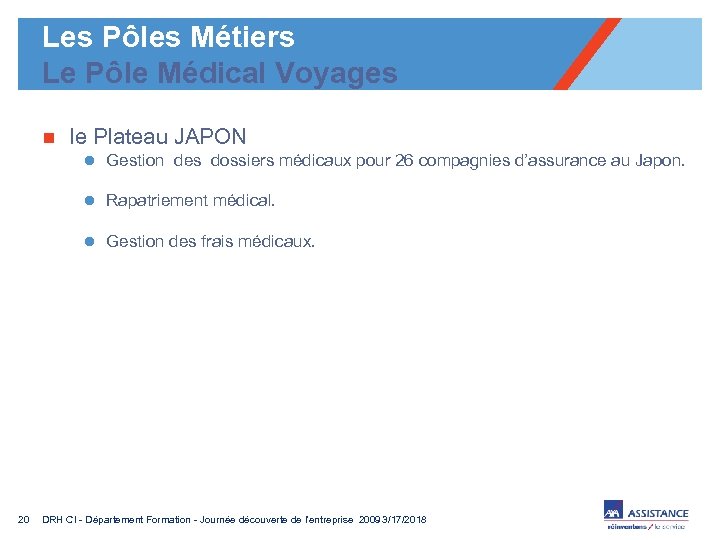 Les Pôles Métiers Le Pôle Médical Voyages n le Plateau JAPON l Gestion des