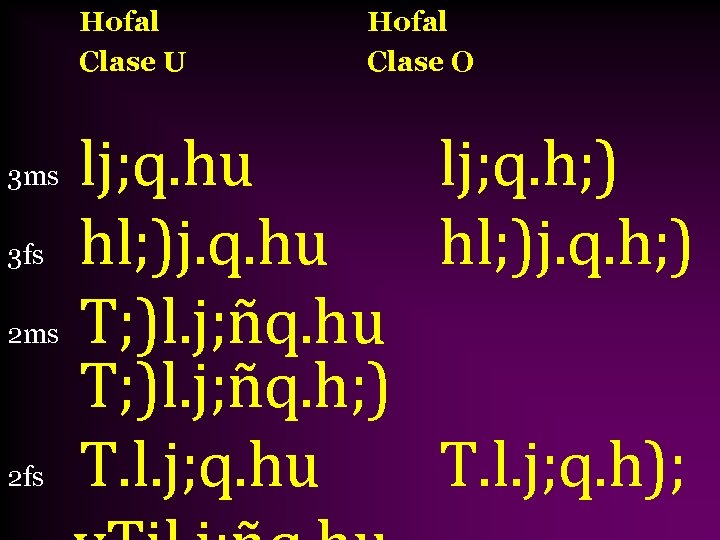 Hofal Clase U Hofal Clase O lj; q. hu lj; q. h; ) 3