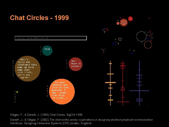 Chat Circles - 1999 Viégas, F. , & Donath, J. (1999) Chat Circles. Sig.