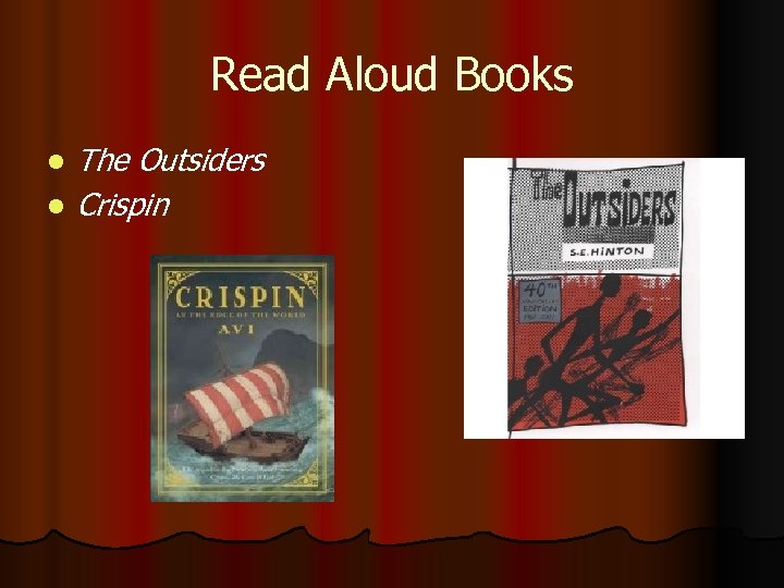 Read Aloud Books l l The Outsiders Crispin 
