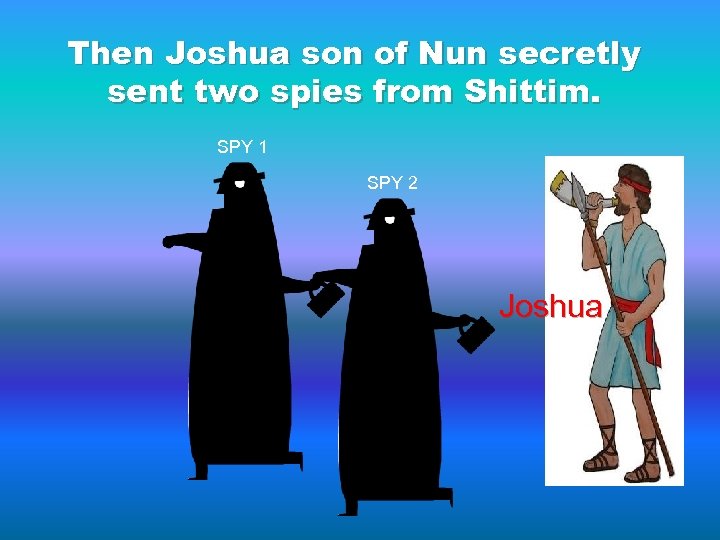 Then Joshua son of Nun secretly sent two spies from Shittim. SPY 1 SPY