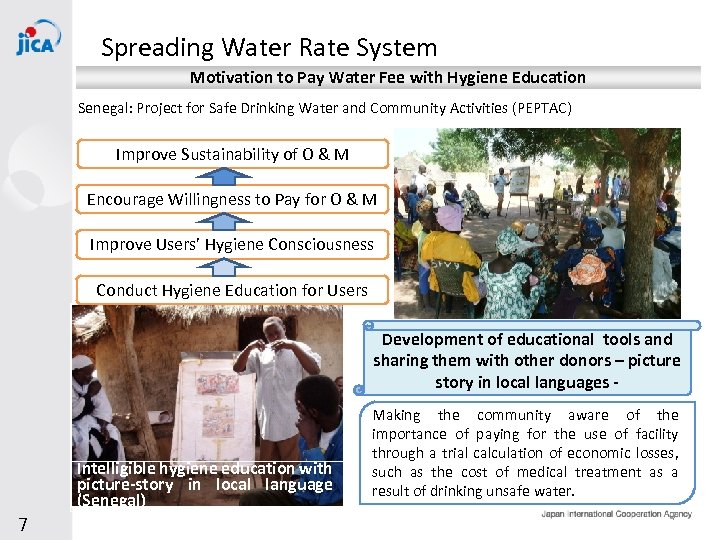 Spreading Water Rate System Motivation to Pay Water Fee with Hygiene Education Senegal: Project