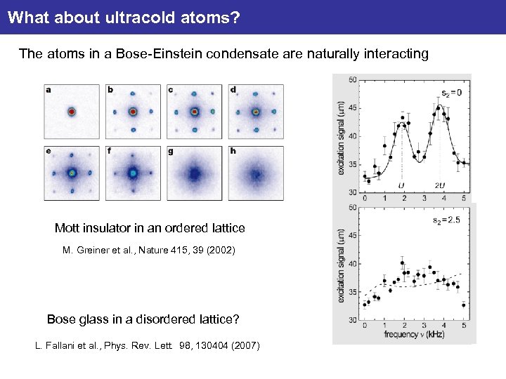 What about ultracold atoms? The atoms in a Bose-Einstein condensate are naturally interacting Mott