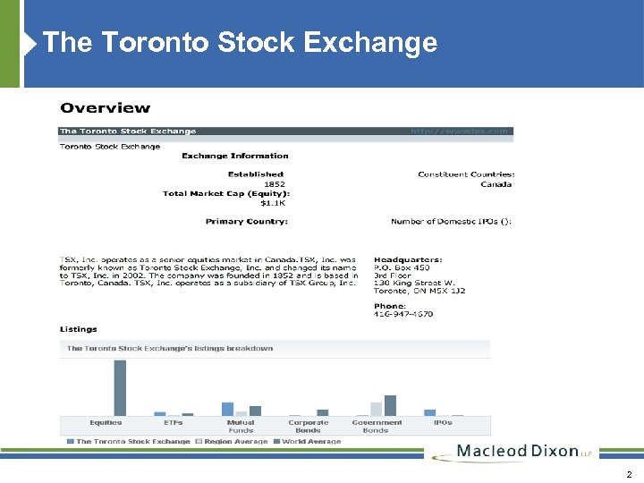 The Toronto Stock Exchange 2 