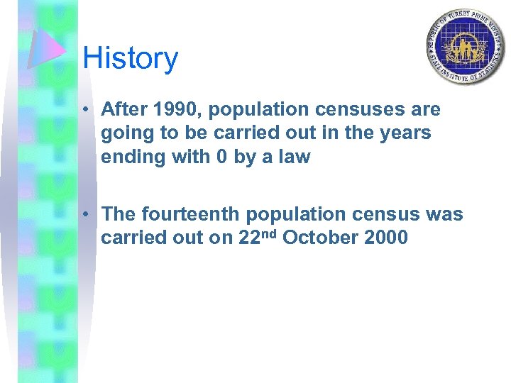 History • After 1990, population censuses are going to be carried out in the