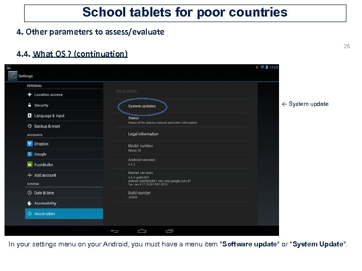 School tablets for poor countries 4. Other parameters to assess/evaluate 26 4. 4. What