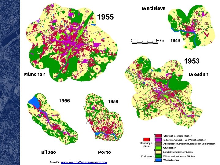 Bratislava 0 München 10 km Dresden Bilbao Porto Flächenverbrauch & Kartographie – Michael Winkler