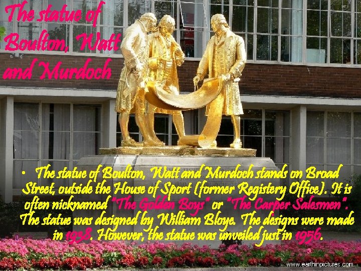 The statue of Boulton, Watt and Murdoch • The statue of Boulton, Watt and