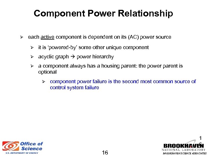 Component Power Relationship each active component is dependent on its (AC) power source it