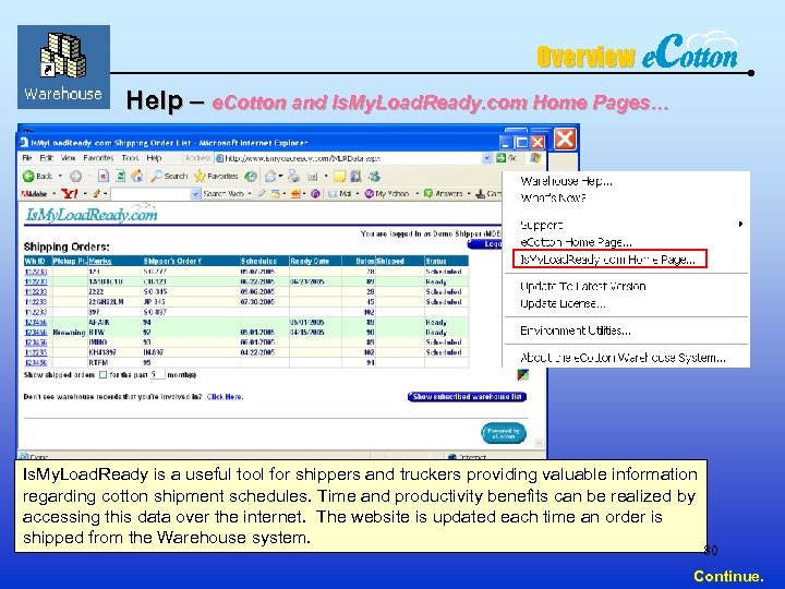 Overview Help – e. Cotton and Is. My. Load. Ready. com Home Pages… Is.