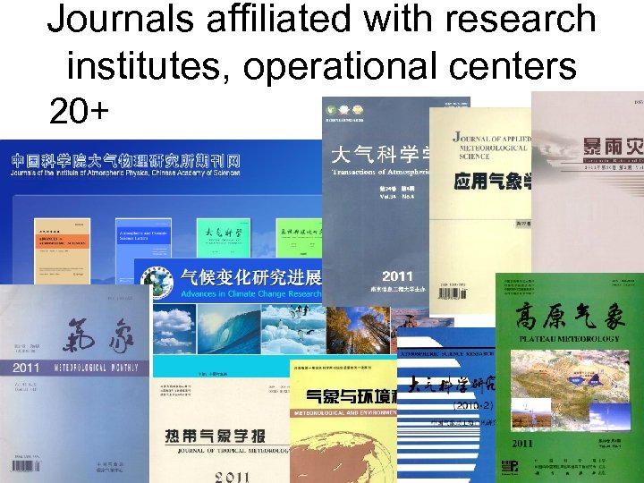 Journals affiliated with research institutes, operational centers 20+ 