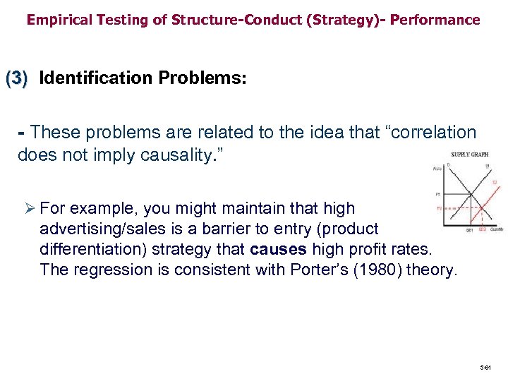 Empirical Testing of Structure-Conduct (Strategy)- Performance (3) Identification Problems: - These problems are related