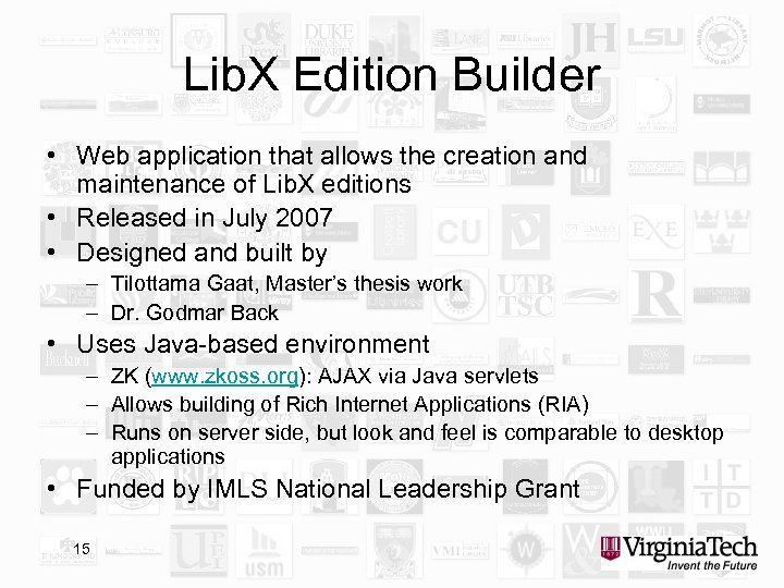 Lib. X Edition Builder • Web application that allows the creation and maintenance of