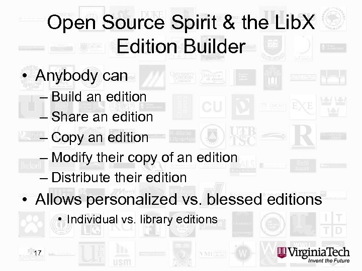 Open Source Spirit & the Lib. X Edition Builder • Anybody can – Build