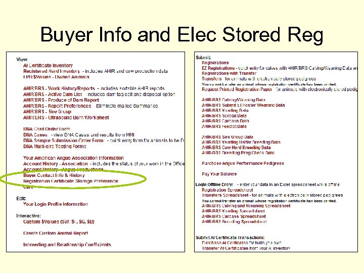Buyer Info and Elec Stored Reg 