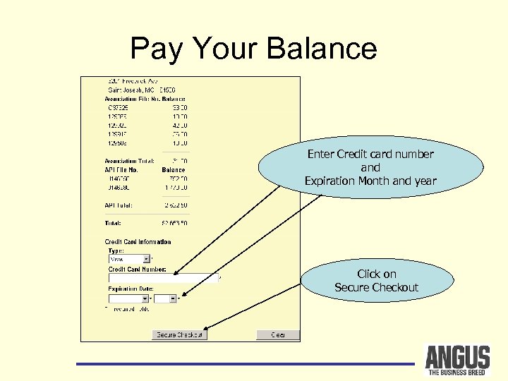 Pay Your Balance Enter Credit card number and Expiration Month and year Click on