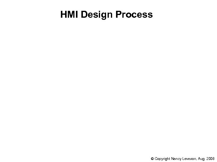 HMI Design Process © Copyright Nancy Leveson, Aug. 2006 