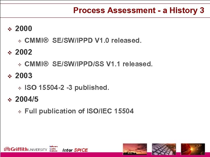 Process Assessment - a History 3 v 2000 ² v 2002 ² v CMMI®