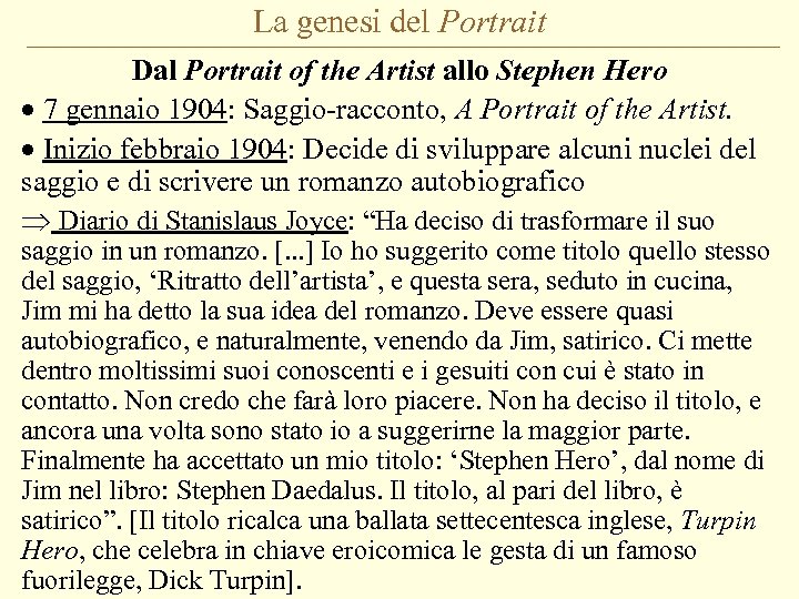 La genesi del Portrait Dal Portrait of the Artist allo Stephen Hero · 7