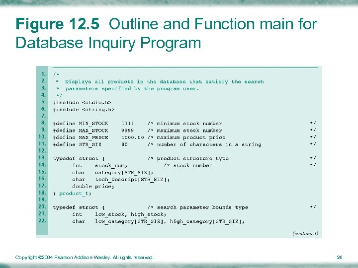 Figure 12. 5 Outline and Function main for Database Inquiry Program Copyright © 2004