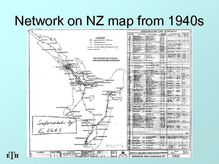 Network on NZ map from 1940 s T E H 