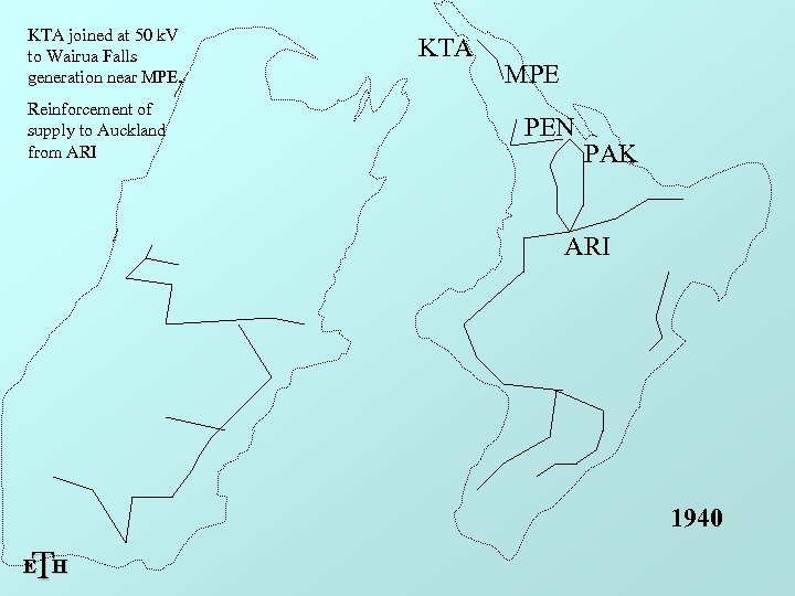 KTA joined at 50 k. V to Wairua Falls generation near MPE. Reinforcement of