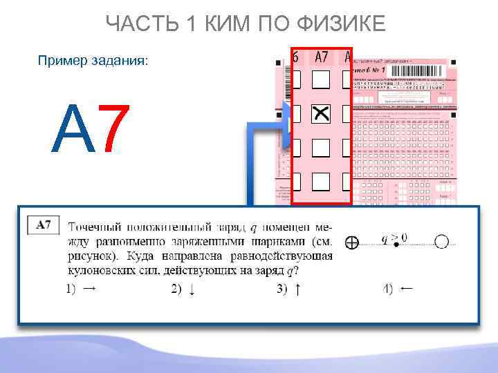 ЧАСТЬ 1 КИМ ПО ФИЗИКЕ Пример задания: A 7 