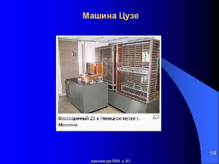 Машина Цузе 14 Архитектура ЭВМ и ВС 