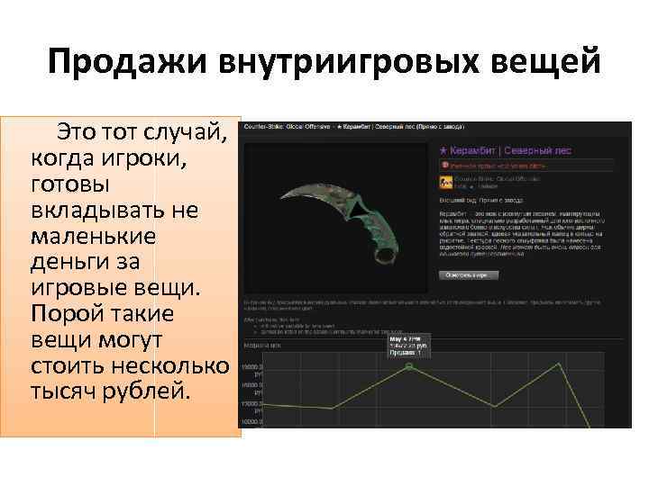 Продажи внутриигровых вещей Это тот случай, когда игроки, готовы вкладывать не маленькие деньги за