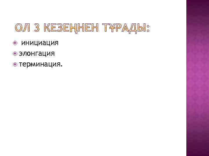  инициация элонгация терминация. 