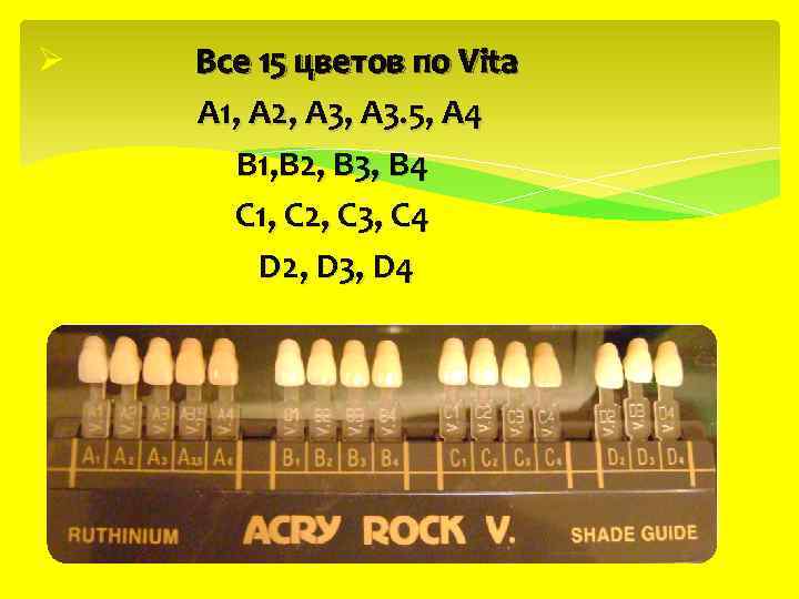 Ø Все 15 цветов по Vita A 1, А 2, А 3. 5, A