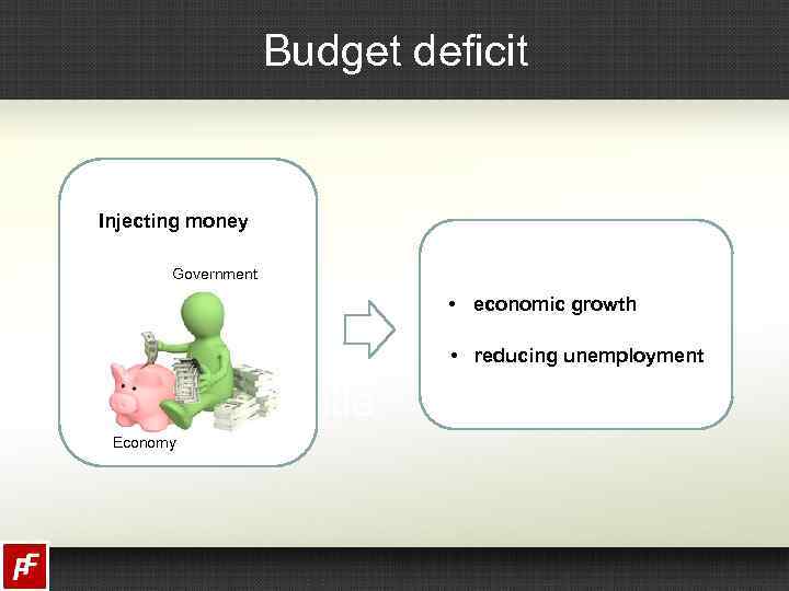 Budget deficit Injecting money Government • economic growth • reducing unemployment Economy 