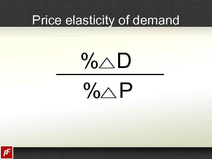 Price elasticity of demand % D % P 