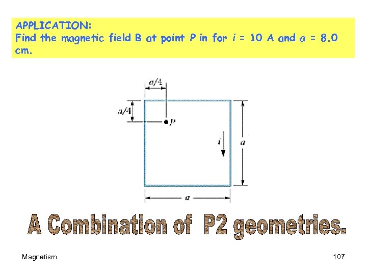 APPLICATION: Find the magnetic field B at point P in for i = 10