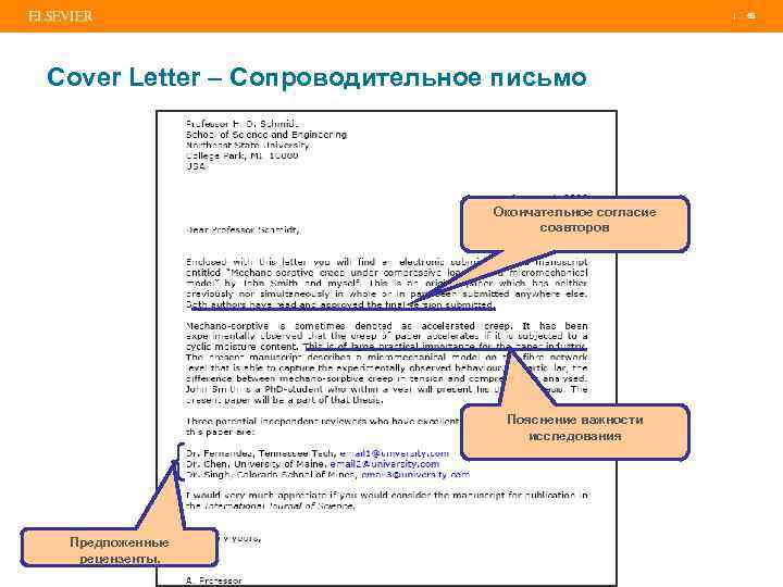 | Cover Letter – Сопроводительное письмо Окончательное согласие соавторов Пояснение важности исследования Предложенные рецензенты.