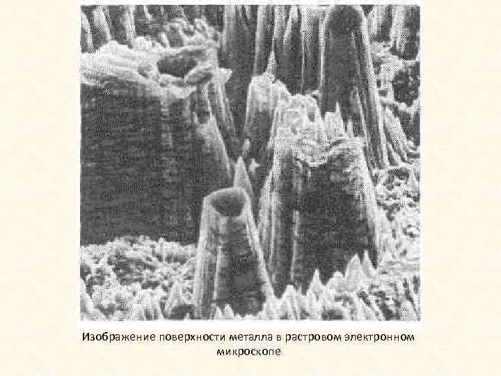 Изображение поверхности металла в растровом электронном микроскопе 