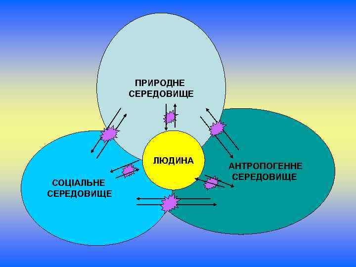 ПРИРОДНЕ СЕРЕДОВИЩЕ СОЦІАЛЬНЕ СЕРЕДОВИЩЕ ЛЮДИНА АНТРОПОГЕННЕ СЕРЕДОВИЩЕ 