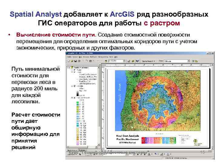 Spatial Analyst добавляет к Arc. GIS ряд разнообразных ГИС операторов для работы с растром