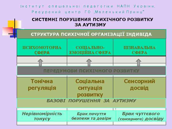 Інститут спеціальної педагогіки НАПН України, Ресурсний центр ГО „Маленький Принц” СИСТЕМНІ ПОРУШЕНИЯ ПСИХІЧНОГО РОЗВИТКУ