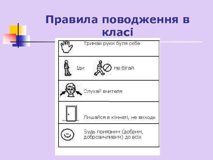 Правила поводження в класі 