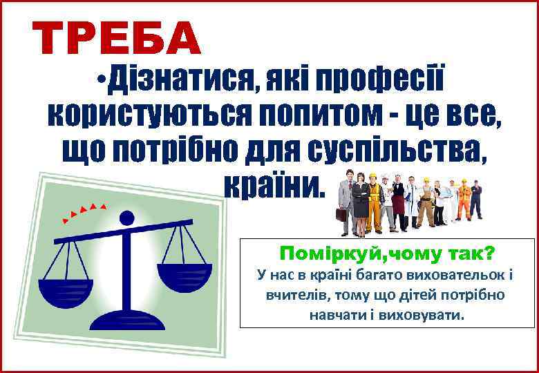 ТРЕБА • Дізнатися, які професії користуються попитом - це все, що потрібно для суспільства,