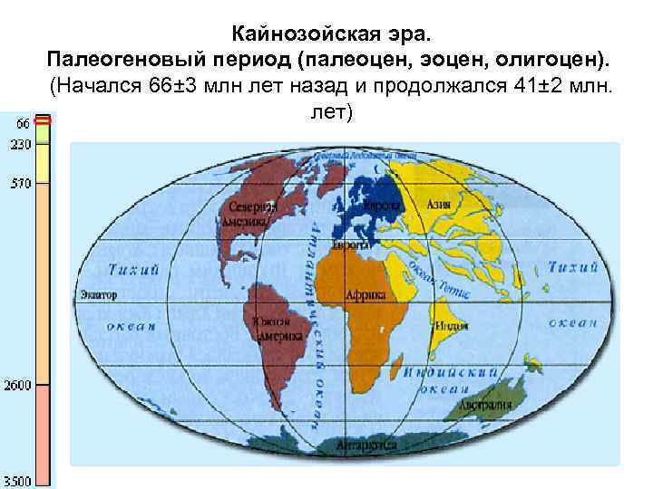 Кайнозойская эра. Палеогеновый период (палеоцен, эоцен, олигоцен). (Hачался 66± 3 млн лет назад и