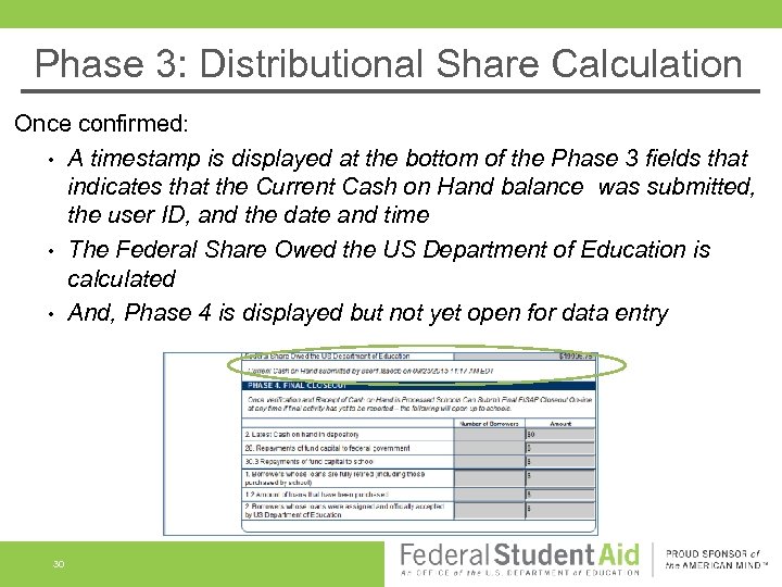 Phase 3: Distributional Share Calculation Once confirmed: • A timestamp is displayed at the
