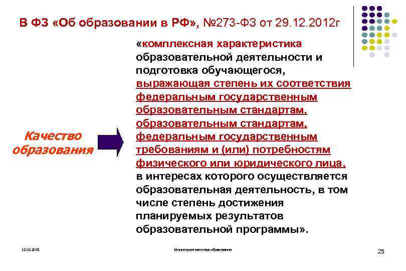 В ФЗ «Об образовании в РФ» , № 273 ФЗ от 29. 12. 2012