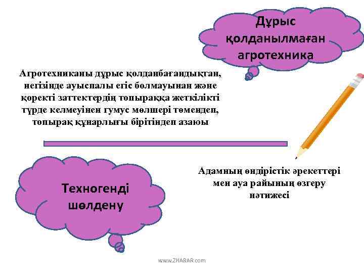 Дұрыс қолданылмаған агротехника Агротехниканы дұрыс қолданбағандықтан, негізінде ауыспалы егіс болмауынан және қоректі заттектердің топыраққа