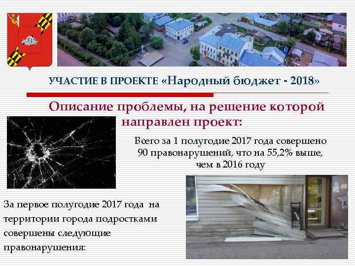 УЧАСТИЕ В ПРОЕКТЕ «Народный бюджет - 2018» Описание проблемы, на решение которой направлен проект: