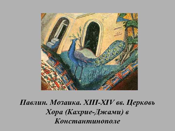 Павлин. Мозаика. XIII-XIV вв. Церковь Хора (Кахрие-Джами) в Константинополе 