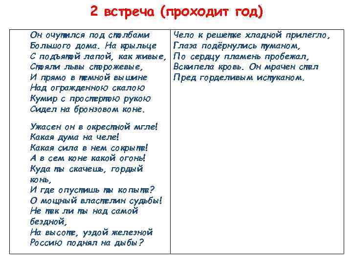 2 встреча (проходит год) Он очутился под столбами Большого дома. На крыльце С подъятой