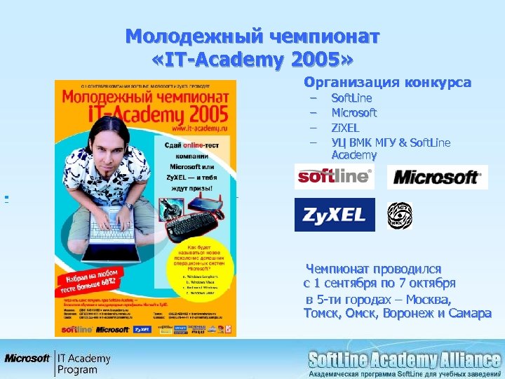 Молодежный чемпионат «IT-Academy 2005» Организация конкурса – – Soft. Line Microsoft Zi. XEL УЦ