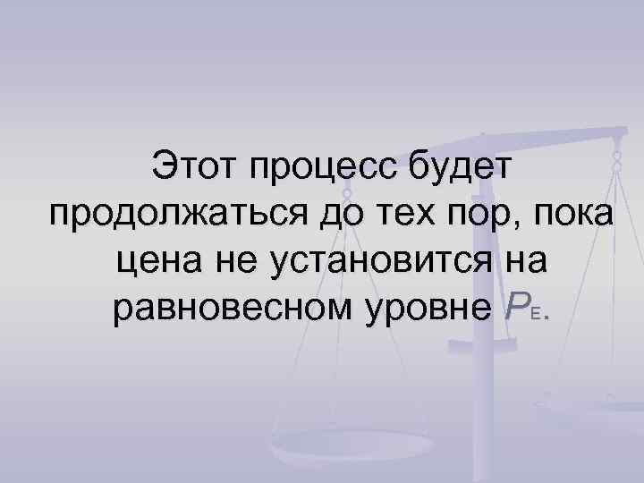 Этот процесс будет продолжаться до тех пор, пока цена не установится на равновесном уровне
